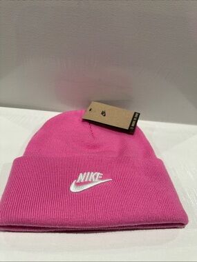Nike Unisex Hot Pink Beanie made with 75% recycled material.